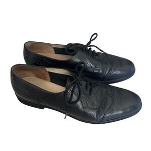 VTG Salvatore Ferragamo Women's 8.5B Black Leather Oxford Lace Up Shoe
